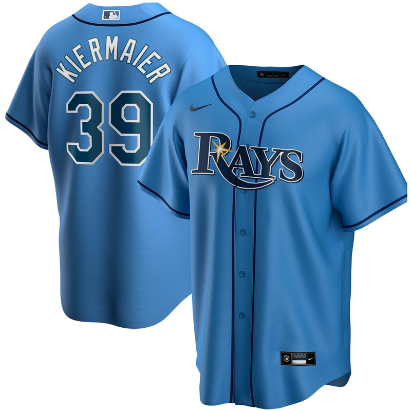 MLB Men Tampa Bay Rays 39 Kevin Kiermaier Nike Light Blue Alternate 2020 Replica Player Jersey